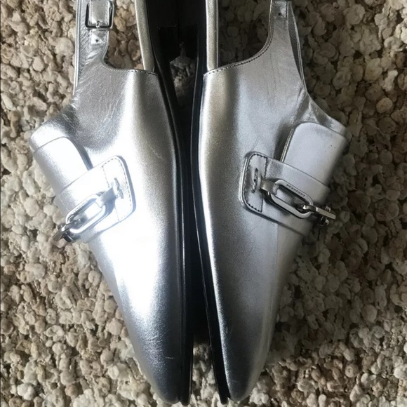 Burberry Silver Leather Cheltown Slingback Sandals - Picture 5 of 7